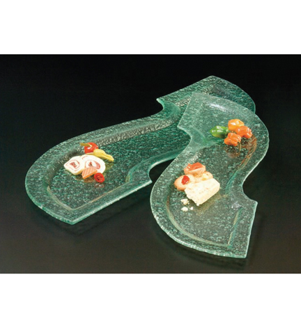 Green Bubble Glass S-Shaped Platter 31"L x 11"W